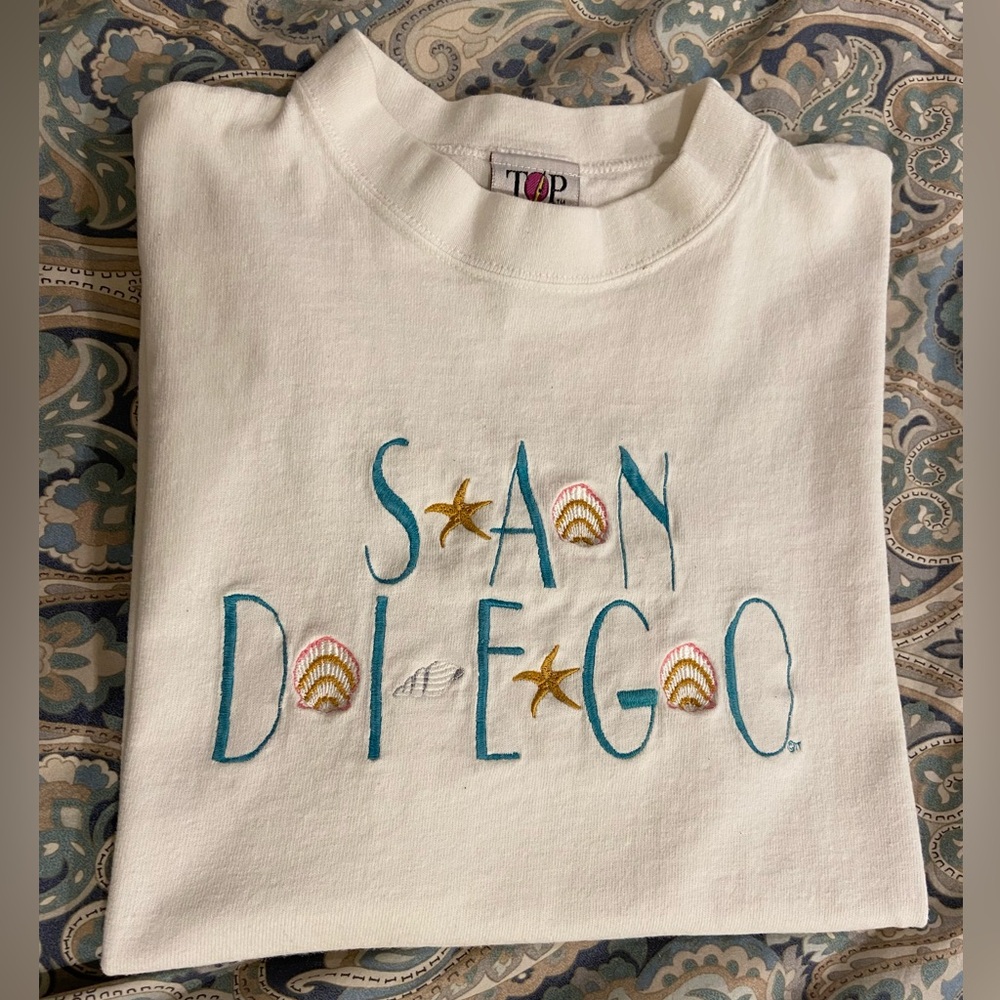 Vintage Embroidered 80s 90s Cotton T Shirt